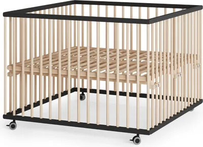 Produktbild von Laufgitter 100x100 cm mit Lattenrost - schwarz/natur -  - Premium Kollektion