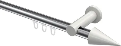 Produktbild von Interdeco Innenlaufstange / Gardinenstange mit Innenlauf Chrom / Weiß, Typ Platon Savio (Kegel), 20 mm Ø 1-läufig, 100 cm