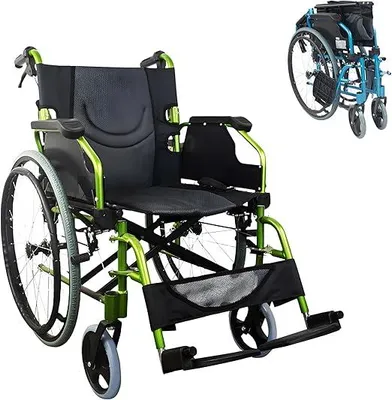 Produktbild von , Rollstuhl, Bolonia, Aluminium, Faltbar und leicht, Klappbare geteilte rückenlehne, Abnehmbare fußstütze, Armlehnen, Für Erwachsene, Grün