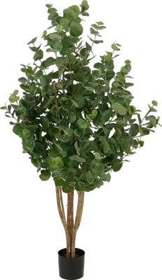 Produktbild von Mica Decorations Eukalyptusbaum – Kunstpflanze – Realistische Kunstpflanze Deko Wohnzimmer – Künstliche Pflanzen – Zimmerpflanzen Künstlich – H140 x Ø75 cm – Grün