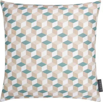 Immagine prodotto di Fodera per cuscino Magma Blush Triangoli 100% cotone con cerniera, fodera decorativa, cuscino da divano, cuscino ornamentale 40x40 cm, colore acquamarina
