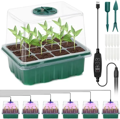 Produktbild von Anzuchtschalen mit Vollspektrum Beleuchtung für Gewächshaus Garten , Garten Anzucht