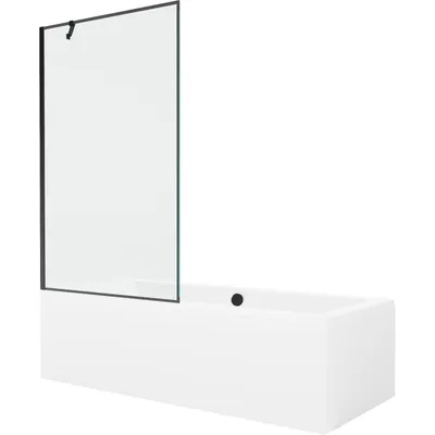 Obrázek produktu pro Mexen Cube obdélníková vana 180 x 80 cm s pláštěm 1-křídlovou zástěnou 100 cm, Černý vzor - 550518080X9510007070