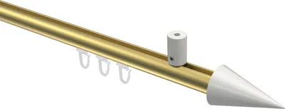Produktbild von Interdeco Innenlaufstange / Gardinenstange mit Innenlauf Messing-Optik / Weiß, Typ Sonius Savio (Kegel) Deckenmontage, 20 mm Ø 1-läufig, 200 cm