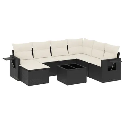 Produktbild von vidaXL 8-tlg. Garten-Sofagarnitur mit Kissen Schwarz Poly Rattan