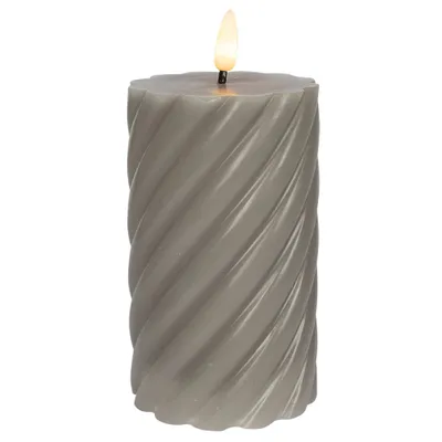 Obrázok produktu pre STAR TRADING LED-Echtwachs-Kerze Flamme Swirl 15x7,5cm grau