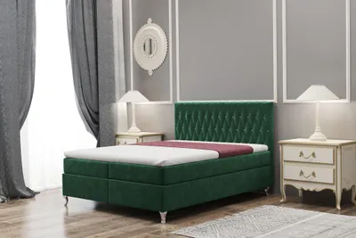 Produktbild von Boxspringbett Schlafzimmerbett ESME 120x220cm in Stoff Riviera Grün