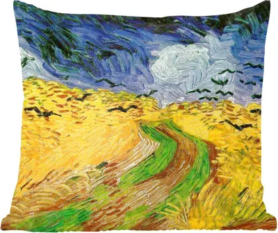 Produktbild von MuchoWow® Zierkissen Sofakissen Wohnzimmer Dekokissen 40x40 cm Weizenfeld mit Krähen - Vincent van Gogh - Foto Kissen - Schlafzimmer Dekoration