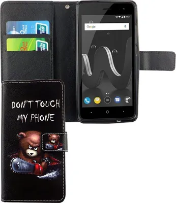 Produktbild von Handyhülle Tasche für Wiko Jerry 2 Schriftzug Bär mit Kettensäge