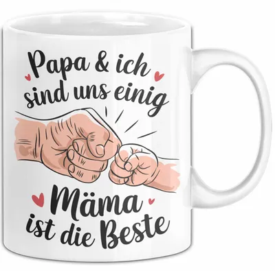 Produktbild von Mama Muttertag Tasse Becher Geschenk Lustige Geschenkidee Spruch Papa Und Ich Sind Uns Einig Mama Ist Die Beste (Weiß)