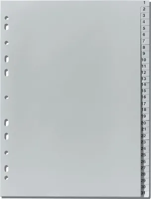 Produktbild von Register A4 1-31 Kunststoff PP grau Packung mit 25 Stück