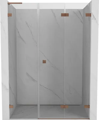 Image de Mexen Lunar-F L Porte de douche pliante droite 110 cm, transparente, cuivre brossé - 836SL-110-050-65-00-P