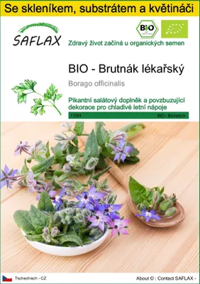 Obrázek produktu pro SAFLAX Kultivační sada - BIO - Brutnák lékařský - Borago officinalis - 40 Semena - S mini skleníkem, pěstebním substrátem a 2 květináči