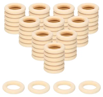 Makramee-Holzringe, 64 Stück, 3 cm Ø, 6 mm dick, DIY-Basteln