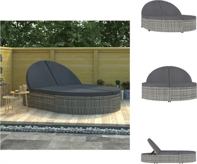Produktbild von vidaXL Doppel-Sonnenliege mit Kissen Poly Rattan Grau -  Gartenbetten