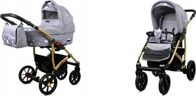 Produktbild von BabyLux® Largo | 2in1 Kinderwagen Set | Silver Hearts | Kombikinderwagen | Kinderwagenset | Bugg