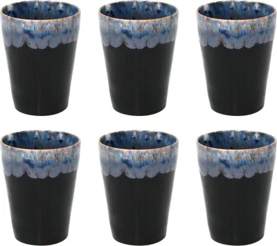 Immagine prodotto di Tazze Costa Nova Grespresso per latte macchiato – 38 cl – Set da 6 – Gres portoghese lavorato a mano – Nero – 9,5 x 11 cm