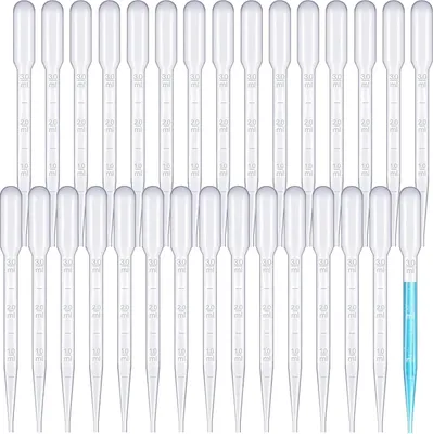 Produktbild von 3ml Einweg Transferpipette, 30 Stück Messpipette aus Kunststoff, Für Labor Versuch, Atherische Öle, Klassenzimmer Experiment