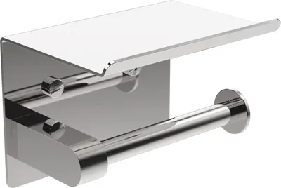 Produktbild von Ibergrif Toilettenpapierhalter Edelstahl, 2 Montagemethoden, ohne Bohren, mit Ablage, Silber