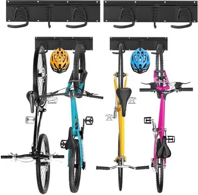 Produktbild von Fahrradhalterung – Wandmontage – 4 Fahrradhaken – Platz für 2 Helme