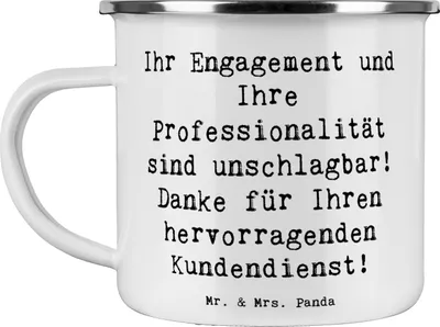 Produktbild von Mr. & Mrs. Panda Teetasse Spruch Kundendienstmitarbeiter Held - Weiß - Geschenk, besonderes, unschlagbar, Dankeschön, Emaille Tasse, Engagement, Haferl, Geschenkidee