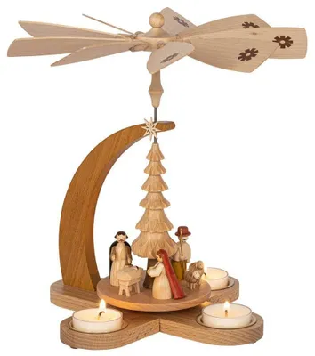 Produktbild von Teelichtpyramide Christi Geburt mit Teelichter natur Höhe ca. 27cm NEU