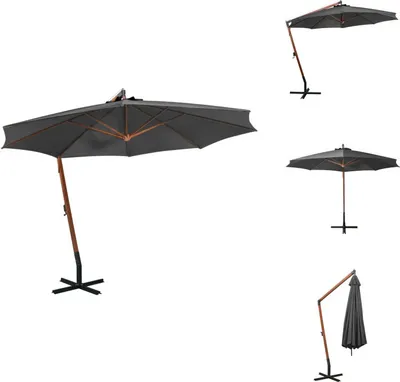 Produktbild von vidaXL Ampelschirm mit Mast Anthrazit 3,5x2,9 m Massivholz Tanne - Sonnenschirme & Sonnenschutze