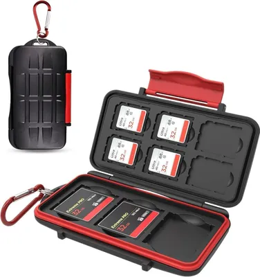 Image de Kiorafoto 9 slots SD CF Card Rangement étui étanche avec mousqueton