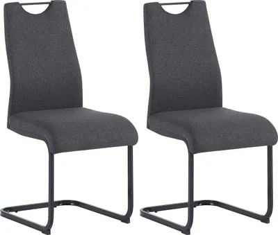 Obrázek produktu pro byLIVING Sada dvou křesel CAPRI, potah z tkaniny tmavě šedé barvy, kovová konstrukce černá, s područkami a pohodlným polstrováním. Křesla, polohovací křesla. Rozměry: šířka 44, výška 88, hloubka 55 cm