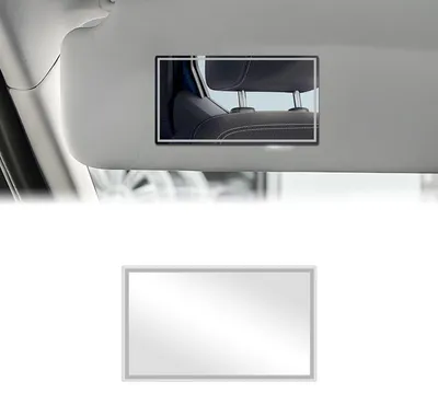 Image de Miroir de maquillage de voiture haut de gamme en qualité HD pour pare-soleil, miroir de maquillage de voiture portable et autocollant, utilisation universelle sur les pare-soleil, les dossiers de siège et comme rétroviseur intérieur, de forme carrée, 11 x 6,5 cm