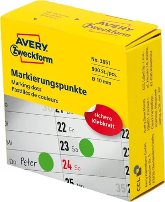 Produktbild von Markierungspunkte auf Rolle 10mm grün VE=10x800 Stück