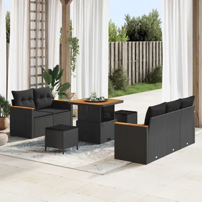 Immagine prodotto di vidaXL Set di divani da giardino 8 pezzi in polirattan nero