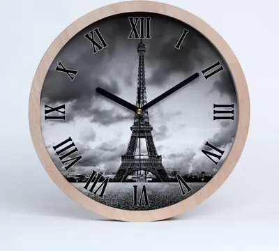 Produktbild von Holzuhr 25fi cm wanduhr - schwarze Spitzen - Eiffelturm Paris