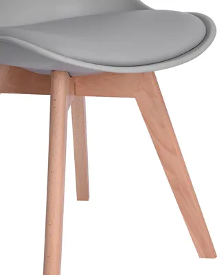 Close-up view of the legs and seat of a chair.