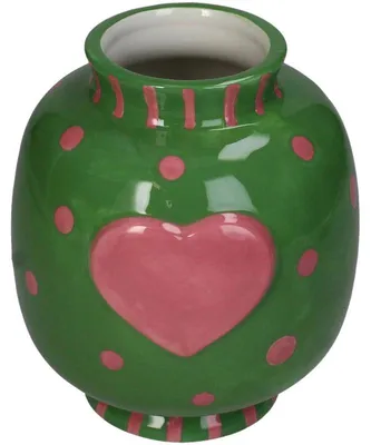 Imagen del producto de Jarrón de la colección HD, modelo Hart, color dolomita verde, dimensiones 14,1 x 14,1 x 16 cm