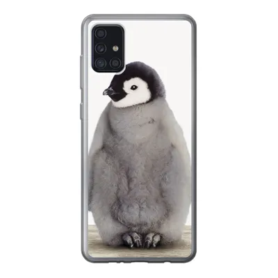 Produktbild von MuchoWow® Handyhülle Schutzhülle Hülle für Samsung Galaxy A52 5G Kinder - Pinguin - Grau - Tiere - Mädchen - Jungen Silikon Softcase Handy Hülle - Umschlag