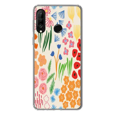 Produktbild von MuchoWow® Handyhülle Schutzhülle Hülle für Huawei P30 Lite Blumen - Muster - Feldblumen Silikon Softcase Handy Hülle - Handyhülle