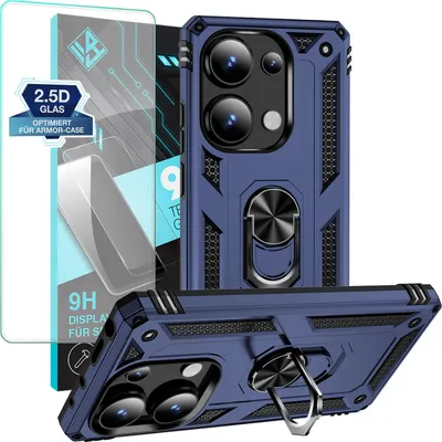 Produktbild von Armor Outdoor Handyhülle für Xiaomi Redmi Note 13 Pro Handy Panzer Case Schutzhülle mit 9H Displayglas Displayschutz Farbe: Blau