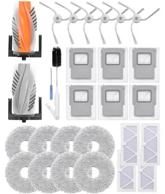 Image de INF Kit de pièces de rechange 28 pièces pour aspirateur robot — brosses principales et latérales, filtres HEPA, sacs à poussière, lingettes mop — compatible avec DJI ROMO A/S/P