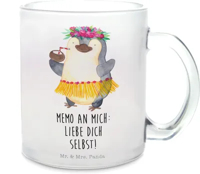 Produktbild von Mr. & Mrs. Panda Teetasse Pinguin Kokosnuss - Transparent - Geschenk, Häferl, Hawaii, Tee Tasse, Teeglas, aus Glas, Urlaub, Pott, Ferien
