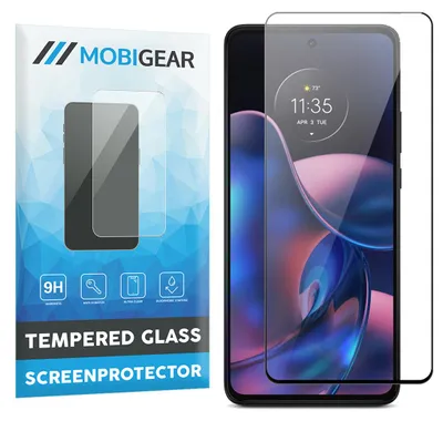 Produktbild von Mobigear Premium Displayschutzfolie für Motorola Edge (2022), gehärtetes Glas – Panzerglas – Kompatibel mit Hüllen – Schwarz