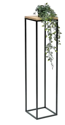 Produktbild von DanDiBo Blumenhocker Metall Holz Schwarz Eckig 100 cm Blumenständer Beistelltisch 96353 Blumensäule Modern Pflanzenständer Pflanzenhocker