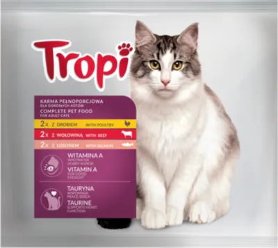 Zdjęcie produktu dla TROPI karma mokra dla kotów w saszetkach drób wołowina łosoś 6x 100 g
