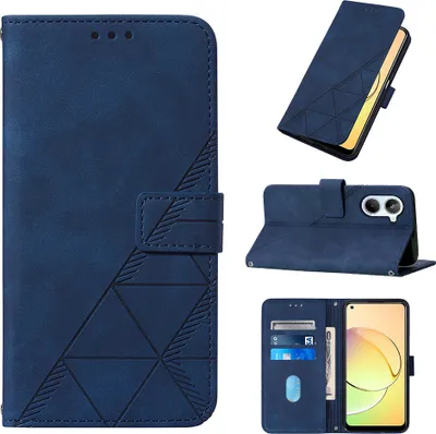 Produktbild von Hülle für Realme 10 4G Prägung Flip Leder Kartenfächer Schutzhülle mit Ständer Blau