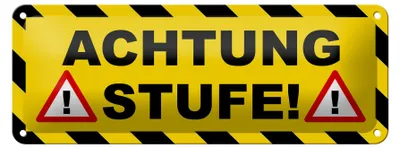 Produktbild von Blechschild Hinweis 27x10 cm Achtung Stufe Ausrufezeichen Dekoration