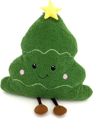 Produktbild von Heimtexland Dekokissen Weihnachten Formkissen Weihnachtsbaum mit Gesicht XL Kuschelkissen 50 cm Deko Weihnachtskissen Zierkissen Geschenk-Idee Weihnachtsdeko Kissen Typ924 grün