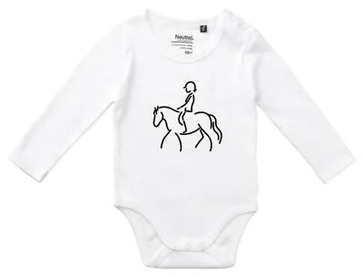 Produktbild von Huuraa Baby Body Reiten Pferd 68 White  Baumwolle Fairtrade Langarmbody Geschenkidee