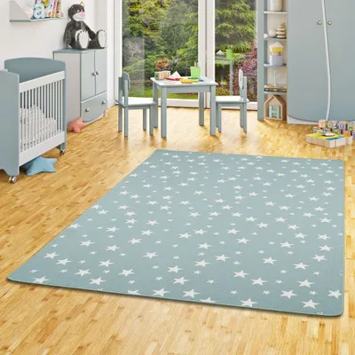 Produktbild von Kinder Spiel Teppich Sterne Mintgrün, Größe:400x500 cm