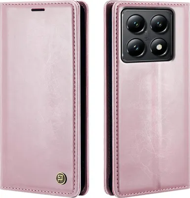Produktbild von Handyhülle für Xiaomi 14T Pro Kunstleder Flip Vintage Cover Hülle RFID Schutz Case Kartenfach Farbe: Rosa