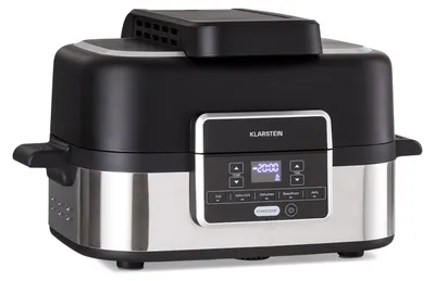 Produktbild von Klarstein 2-in-1 Heißluftfritteuse mit Grill, Airfryer mit Schnellaufheizung 1500W, XL Heissluftfritteuse, Luft Fritteuse zum Frittieren, Heißluftfritteuse + Zubehör, Grillplatte, Frittierkorb, 5L